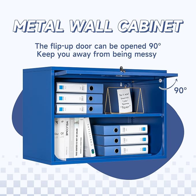 Metal Wall Cabinet with Locking Door and Shelf, Hanging Garage Cabinets with - Image 4
