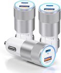 3-Pack Car Charger, Ancekoy 38W Dual Port Fast Charge PD & QC 3.0 Car Adapter by Ancekoy