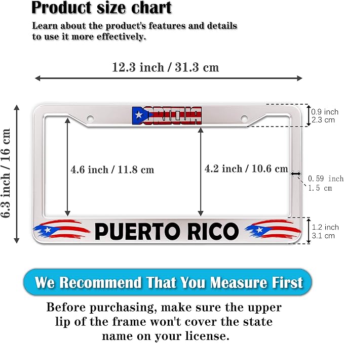 License Plate Holder for Women Multicolor License Plate Frames for Men Boricua - Image 2