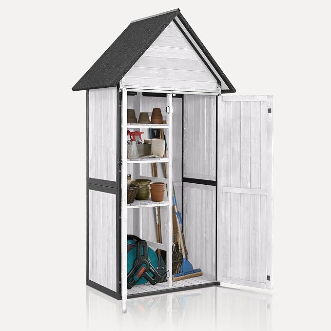 Outdoor Storage Shed with Floor and Waterproof Roof by MEDEHOO