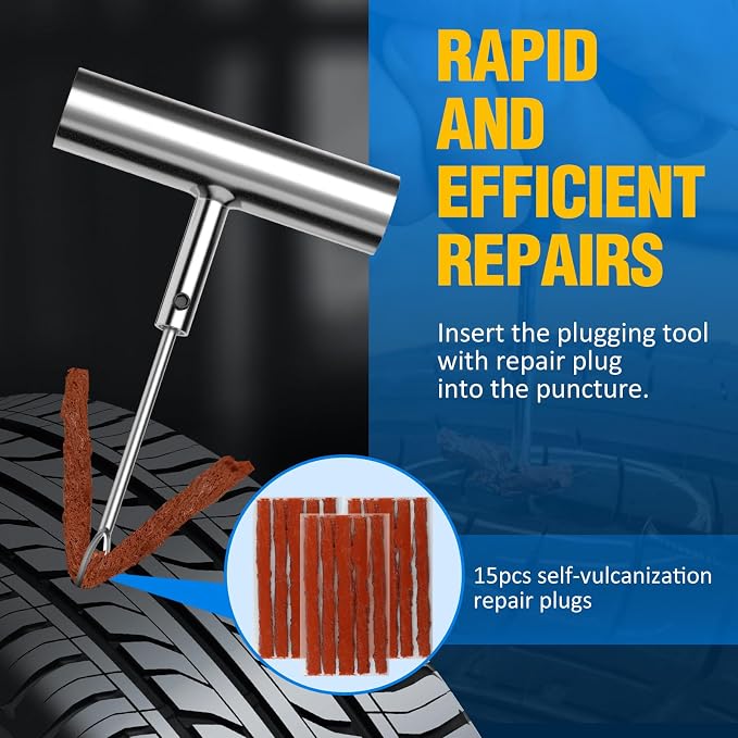 BETOOLL Universal Tire Repair Kit, Heavy Duty 22 Pcs Emergency Tire Plug Kit - Image 4