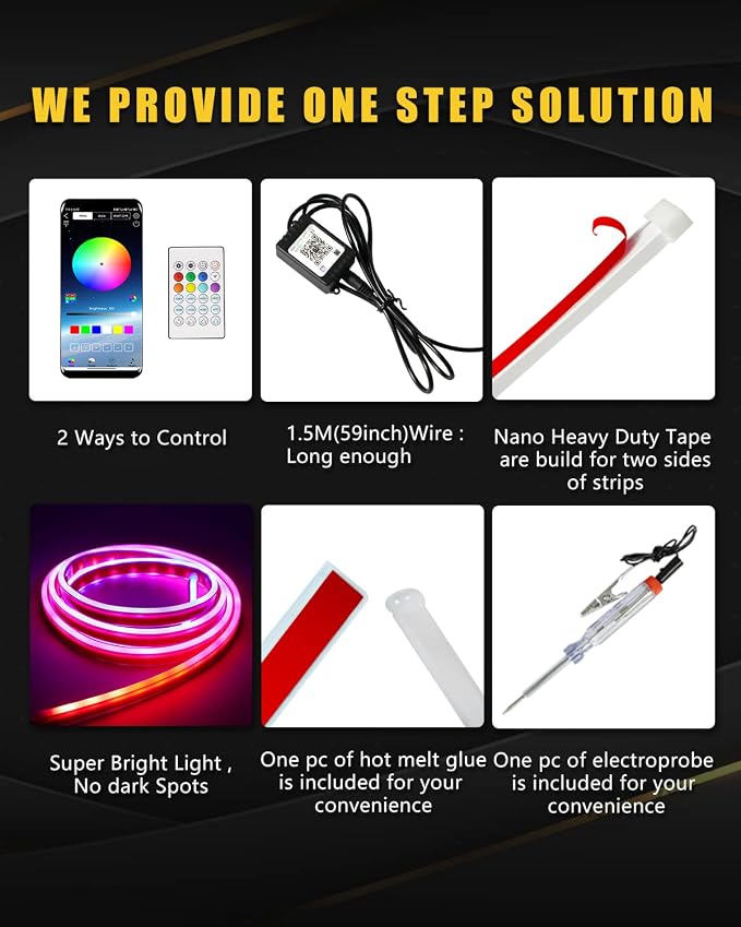RGB Hood Light Strip with Sequential Turn Signal Indicator Function Waterproof - Image 6