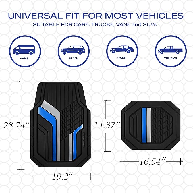Skechers Heavy Duty Rubber Car Floor Mats, Dual Color Design Floor Mats - Image 6