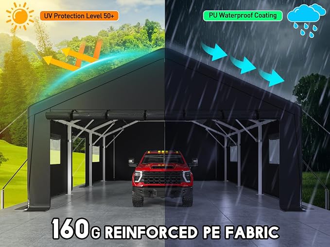 Bepatio 2 Car Carport, 20 x 20 Heavy Duty Metal Carport, All Weather Extra - Image 3