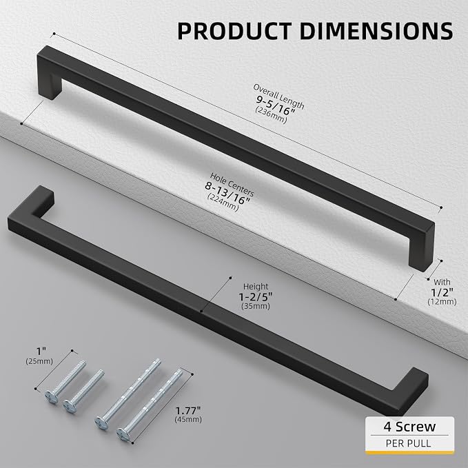 Black Matte Cabinet Pulls Goldenwarm Kitchen Bathroom Door Drawer Closet - Image 2