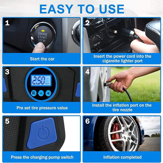 Tire Repair Kit, Tire Inflator Portable Air Compressor, Heavy Duty Flat Tire - Image 4