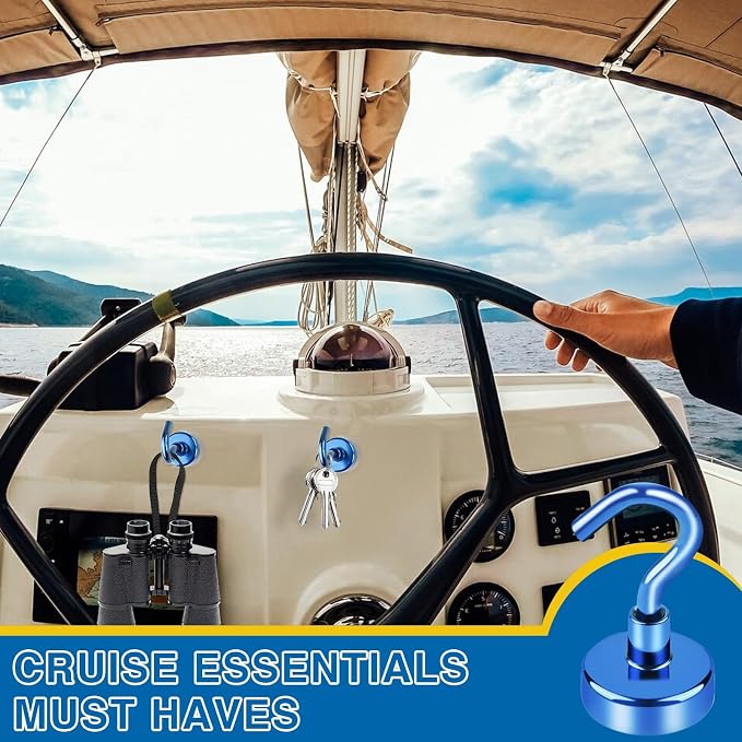 LOVIMAG Magnetic Hooks for Cruise Cabins, 40lbs Blue Magnetic Hooks for - Image 2