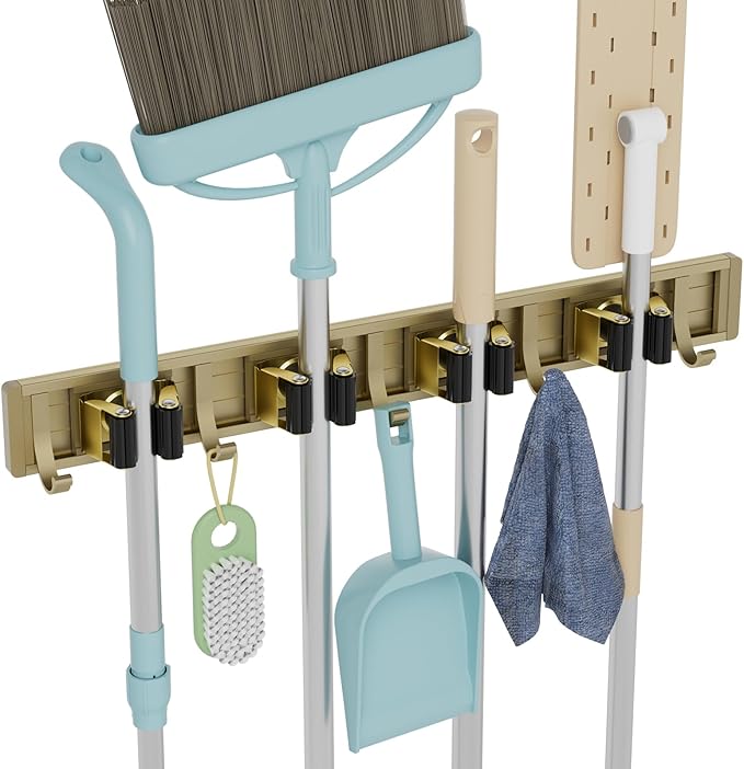 Broom Holder Wall Mount Mop and Broom Hanger Wall Mounted Garage Storage Rack by reliahom