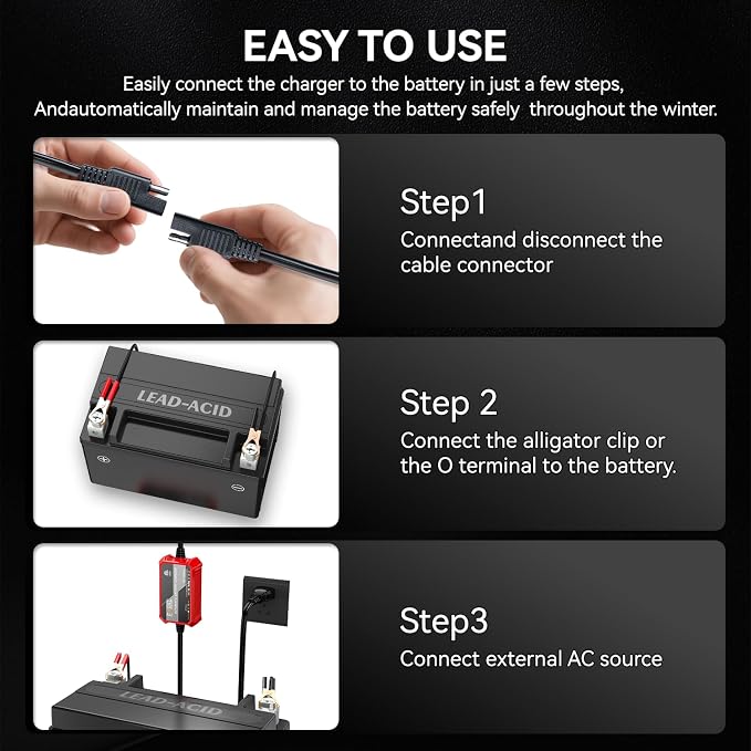 FOVAL Fully Automatic Trickle Charger, 1000mA 12V Smart car Battery Charger - Image 6