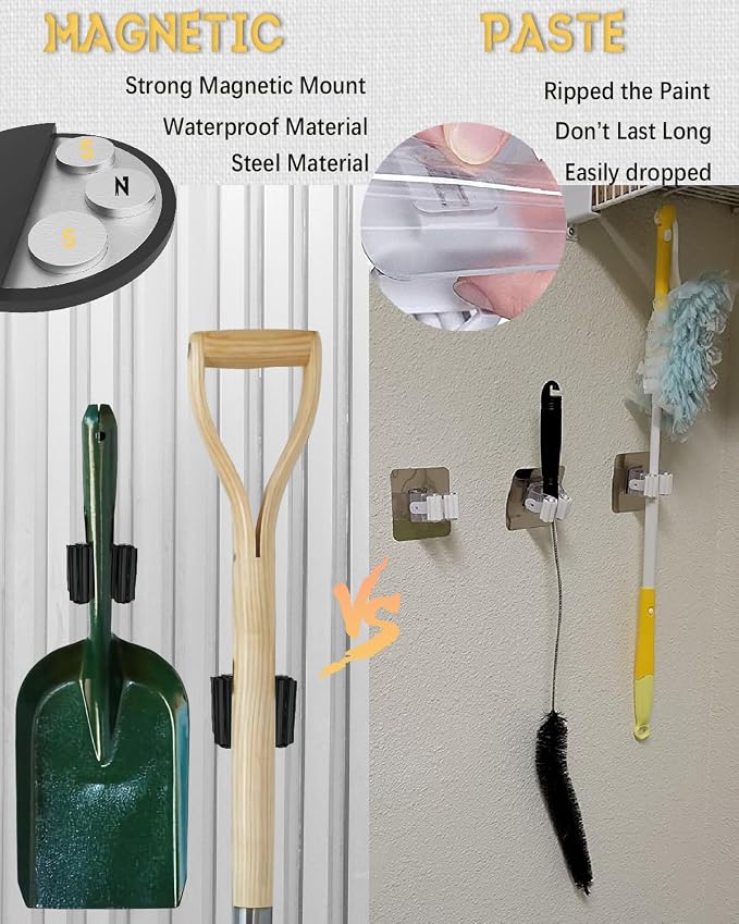 Magnetic Mop and Broom Holder, Broom Gripper Stainless Steel Mop Hanger - Image 3