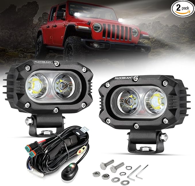 Auxbeam 4 Inch LED Pod, Square Pod Light by Auxbeam