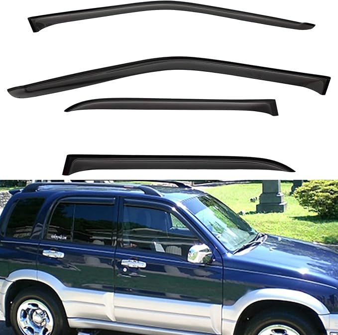4pcs Front+Rear Smoke Tint Sun/Rain Guard Outside Mount Tape-On Vent Window by LQQDP