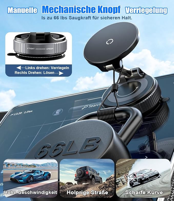 15W Wireless Charger Magnetic Car Phone Holder 360° Adjustable & Foldable Car - Image 4