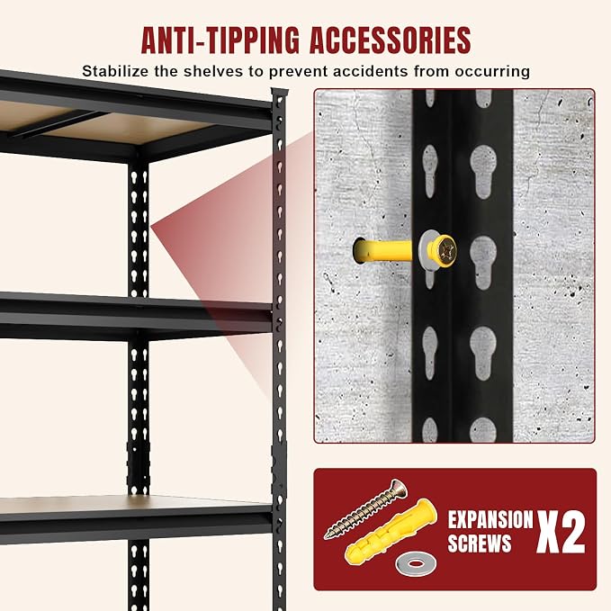 BIG RED 5 Tier Heavy Duty Garage Storage Shelving: Adjustable Metal Utility - Image 6