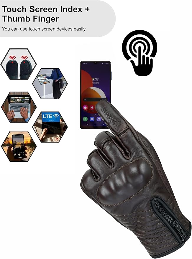 Full Finger Leather Motorcycle Gloves - Image 6