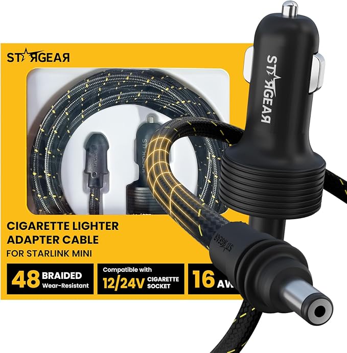Starlink Mini Cable 12V Power Cable 3M/10FT, Braided Wear-Resistant Starlink by STARGEAR