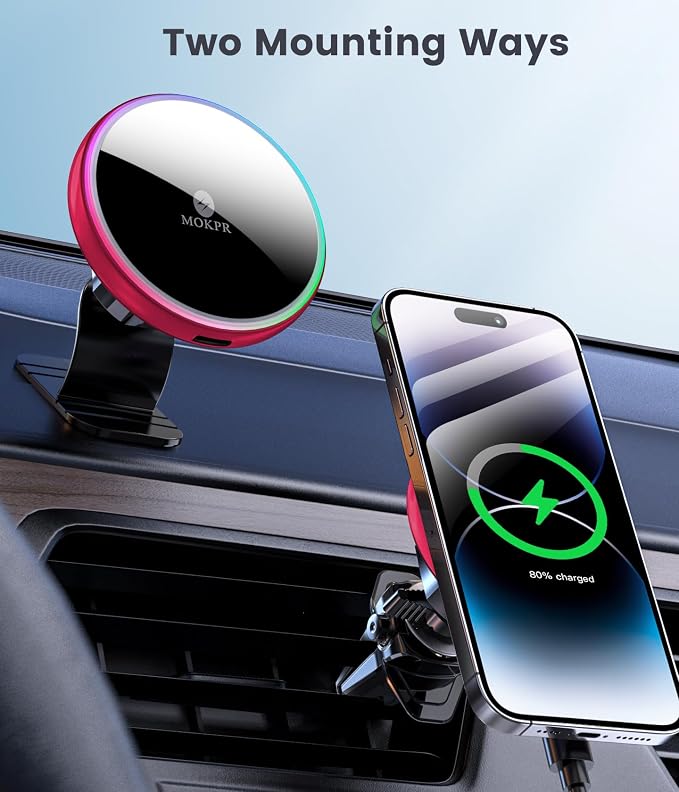 MOKPR for Magsafe Car Mount Charger-15W Wireless Car Charger-Magnetic Car Phone - Image 2
