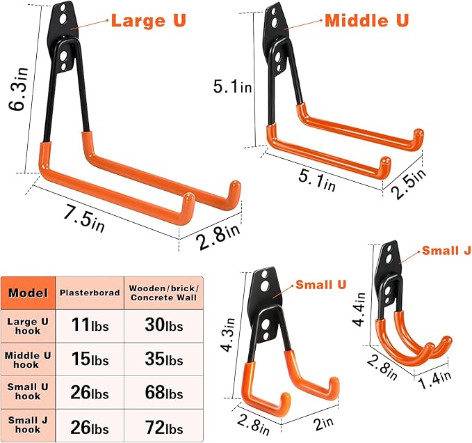 32 Pack Garage Hooks garage organization Steel Heavy Duty Garage Storage Hooks - Image 4