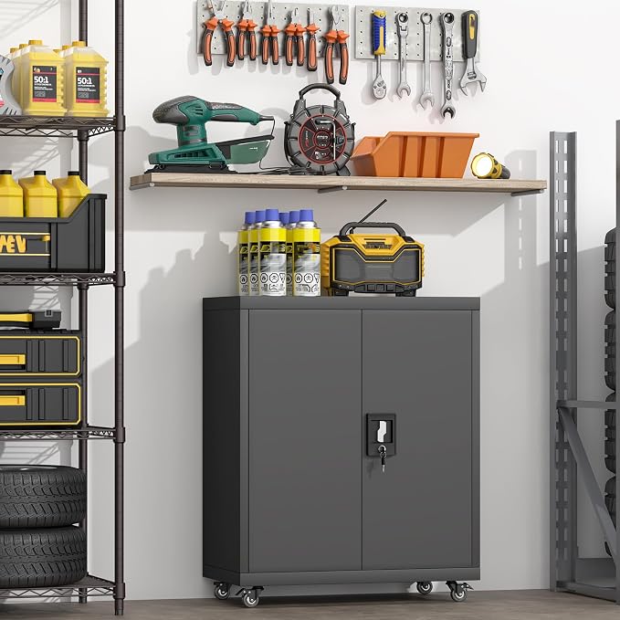 GREATMEET Garage Cabinets with Wheels - Image 2