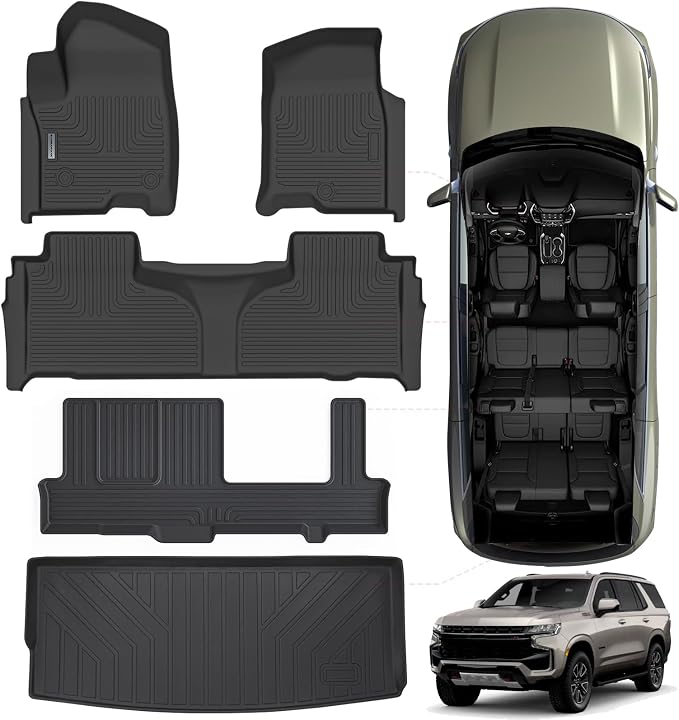 Floor Mats & Trunk Mat for Chevrolet Tahoe 2021-2024 2025-2nd Row Bench Seat by SANBAN-AXE