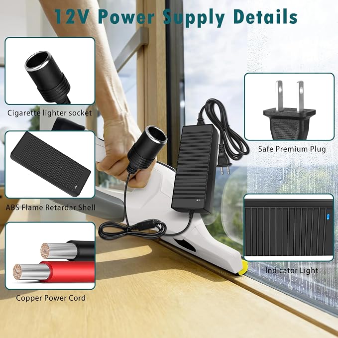 inShareplus 12V 120W AC to DC Converter, 110V to 12V 10A Car Cigarette Lighter - Image 4