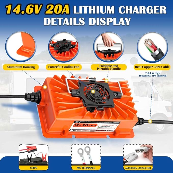 14.6V 20A LiFePO4 Battery Charger 12V Lithium Battery Charger - Image 6