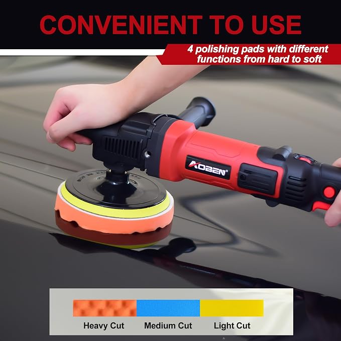 AOBEN 6/7 inch Buffer Polisher, Rotary Car Buffer, 1600W Car Polisher Waxer Kit - Image 4
