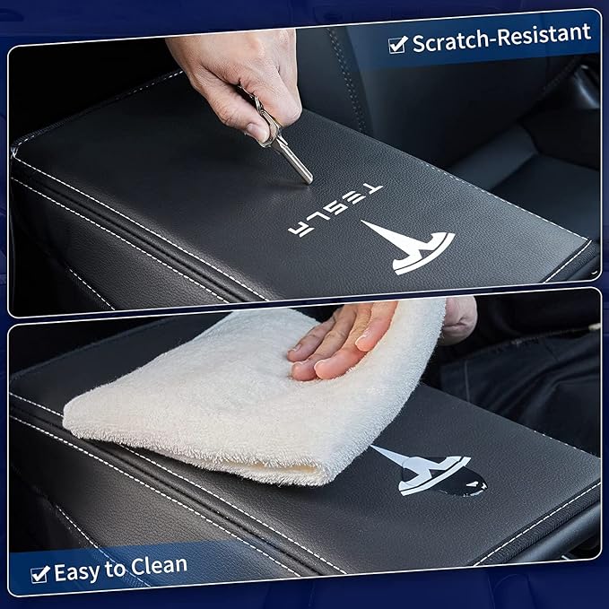 Car Armrest Cover for Tesla Model 3 Y Leather Center Console Armrest Box Cover - Image 4