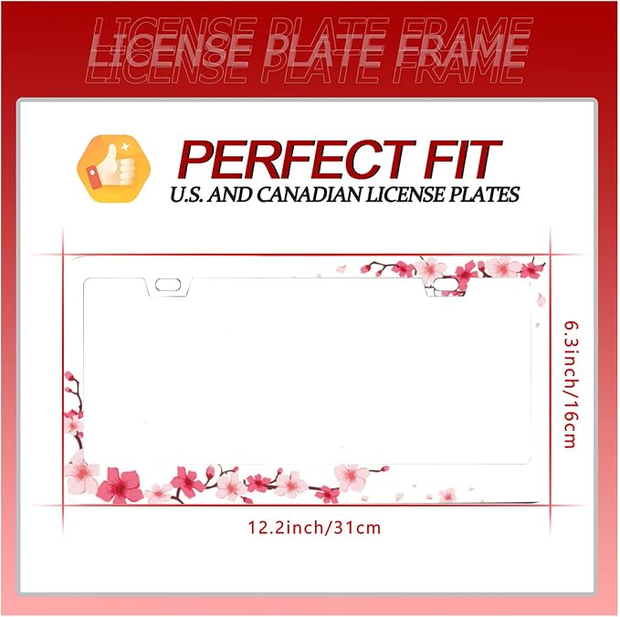 Personalise Beautiful Cherry Blossom License Plate Frame Floral Flowers License - Image 6