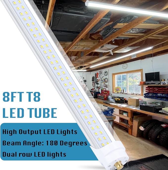 25-Pack, 8 Foot LED Bulbs, 100W 15000lm 6000K Cold White, Super Bright - Image 4