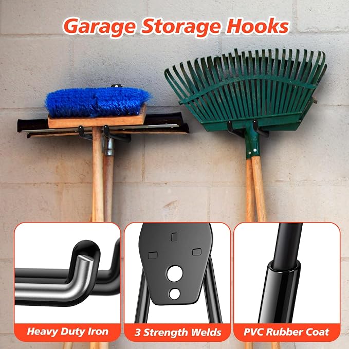 4 Pack 5.2x5.1 inch U Heavy Duty Garage Hooks, Solid Steel Wall Mount Hangers - Image 3
