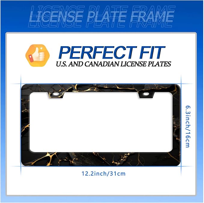 Marble License Plate Frame Black Gold Marble Printed License Plate Stainless - Image 7