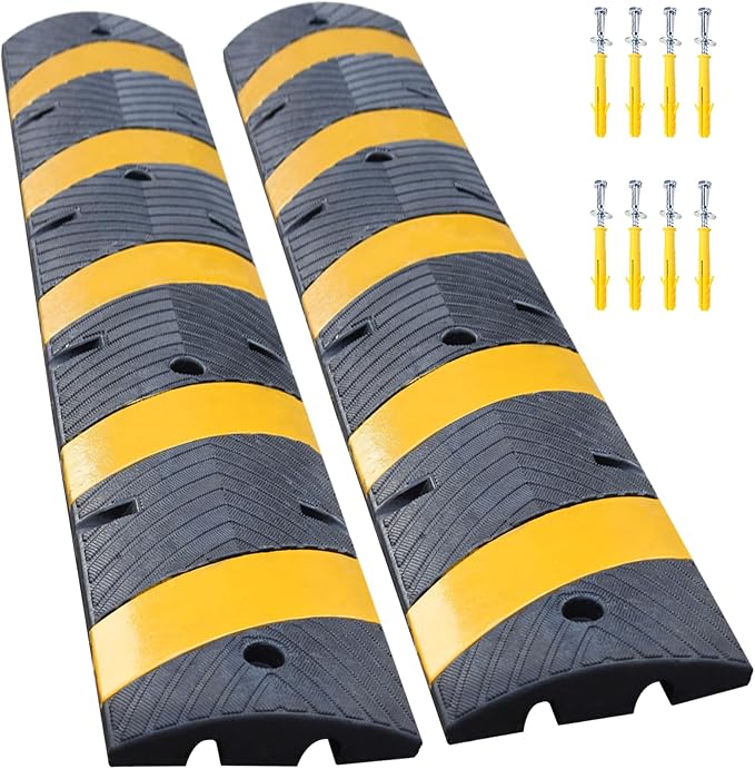 Orangestar 2-Pack 6Ft Rubber Speed Bump, 2 Channel Heavy Duty Speed Hump Cable by OrangeStar