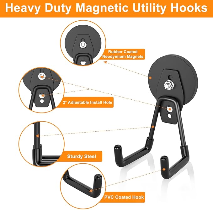 ENUODA Strong Magnetic Hooks 6 Pack Large Rare Earth Magnet Hooks Heavy Duty - Image 3