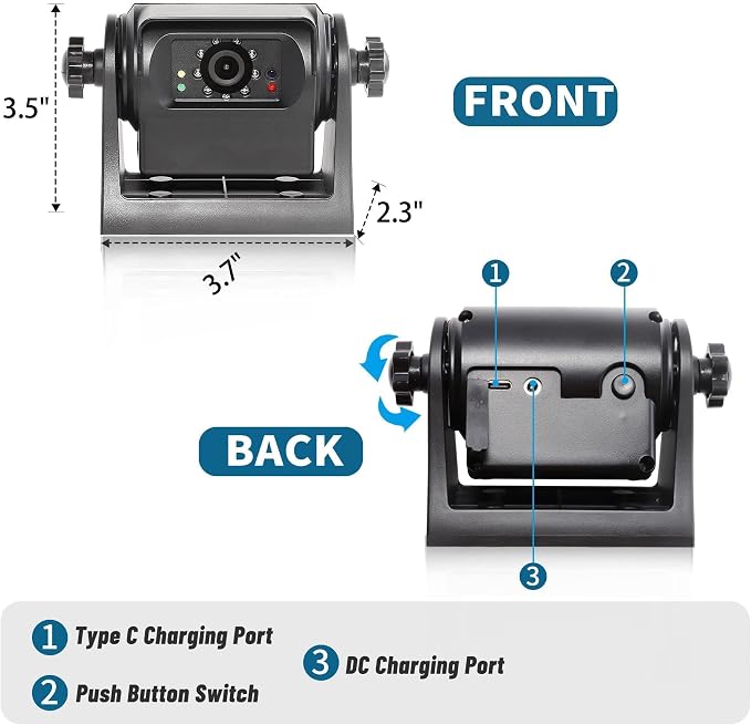 EWAY Wireless WiFi Magnetic Hitch Backup Camera 1080P HD Rechargeable Battery - Image 9