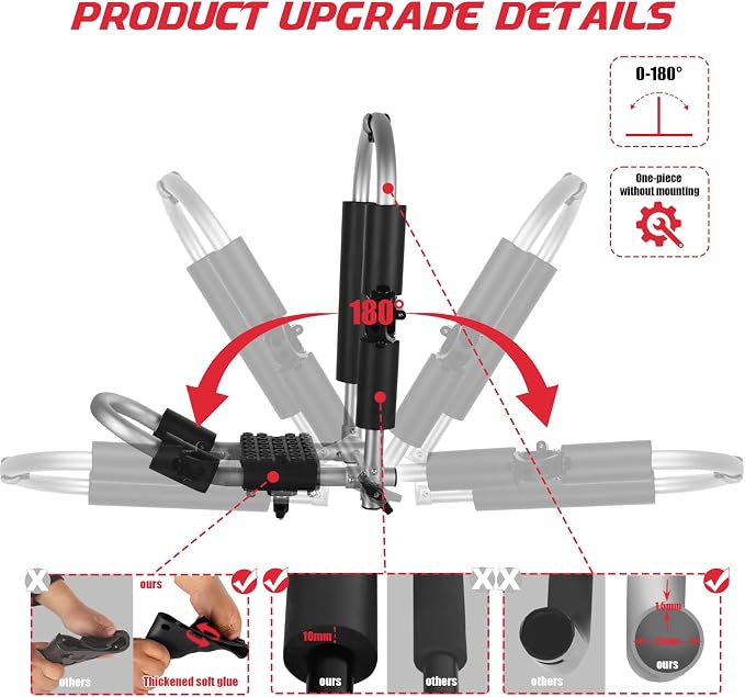 FORWODE Kayak Roof Rack, 2 in 1 Aluminum 1 Pair J-Bar Roof Rack, Folding - Image 3