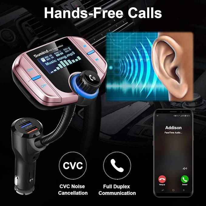 Upgraded Bluetooth FM Transmitter, Wireless Radio Adapter Hands Free Car Kit - Image 7