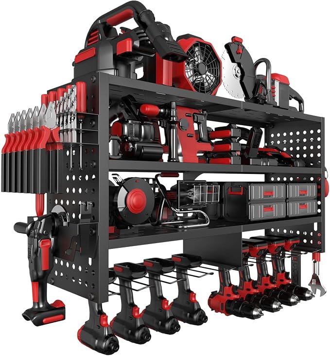 Power Tool Organizer Wall Mount, Heavy Duty 4-Tier Garage Storage Rack by Unknown