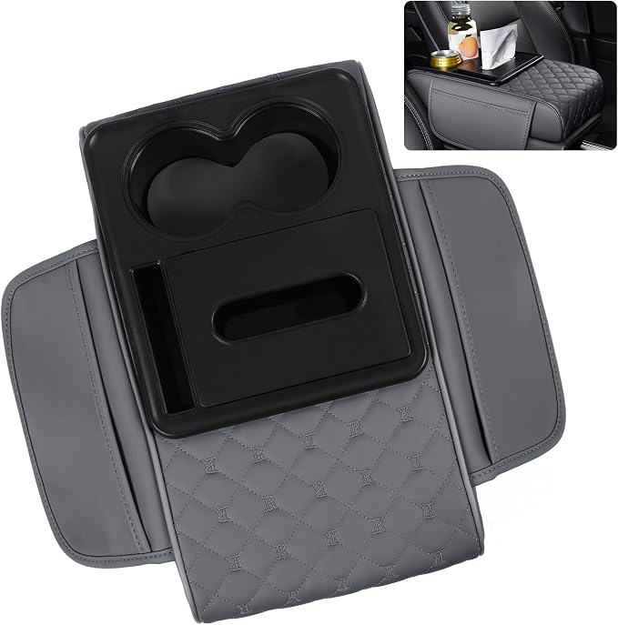 5 in 1 Car Armrest Storage Box for Center Console, Armrest Cushion Cover for Car by SCEDREAM