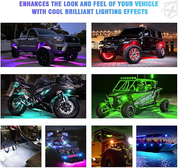 Xprite RGB LED Rock Lights Wide Angle Bluetooth Multicolor Neon Lighting - Image 4