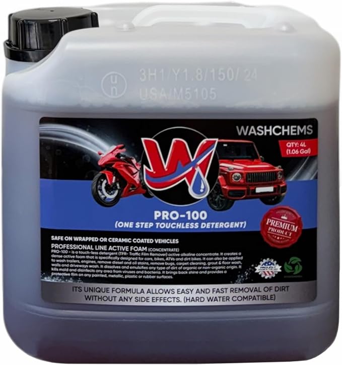 Wash Chems Pro 100 Touchless Car Wash Detergent Soap Concentrate No Brushing 4L by WASHCHEMS