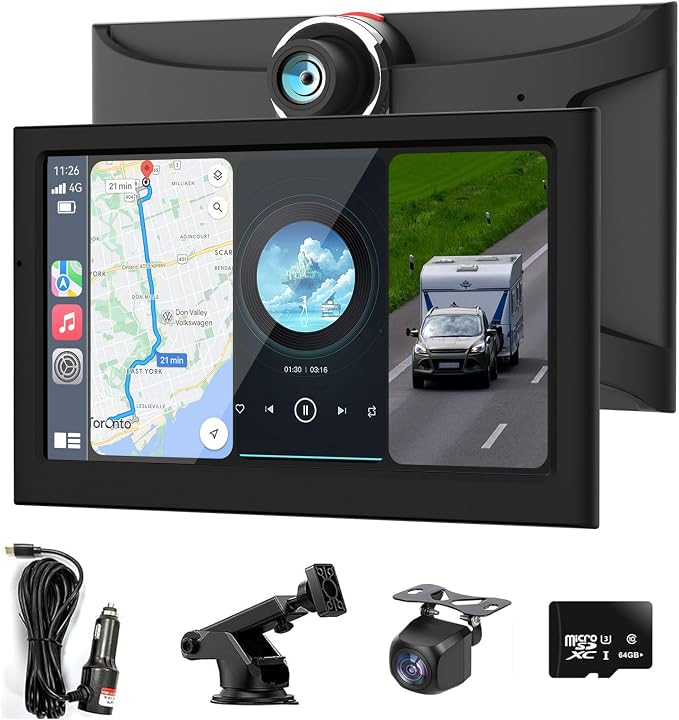7” Wireless Carplay &Android Auto IPS Touch Screen, Portable Car Stereo by Mscacar