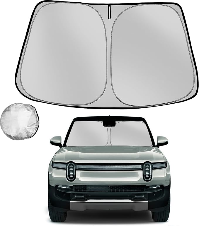 Windshield Sun Shade for 2022-2025 Rivian R1S Foldable Sun Sunshade for Car by Fonowka