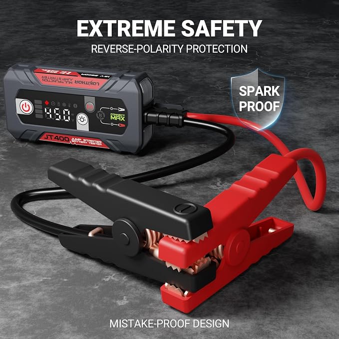 JT400 Jump Starter and Battery Tester, 2500A 12V Car Jumper Starter Portable - Image 3