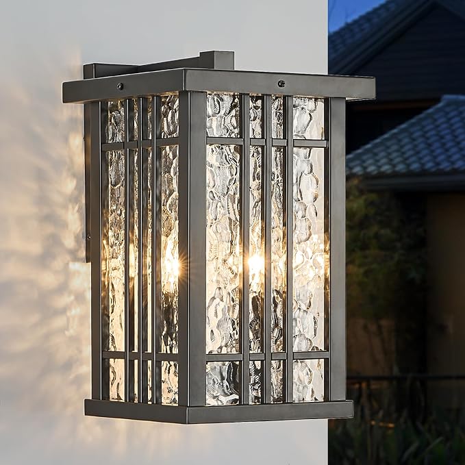 2-Light Outdoor Wall Light E26 Base Metal Frame by ROSYSKY