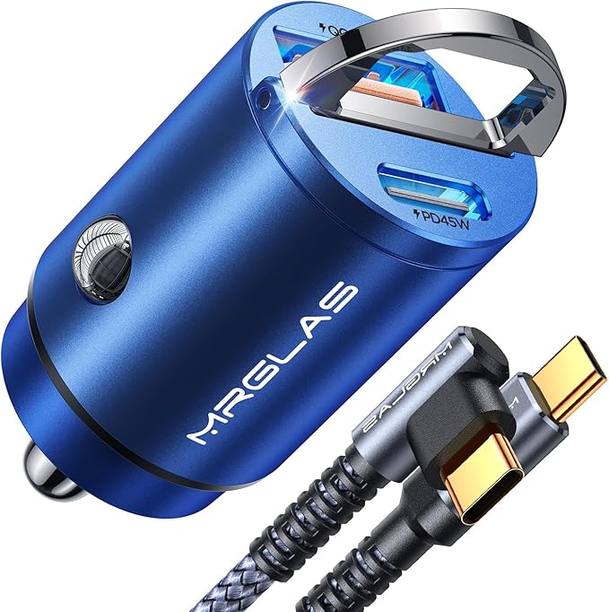 MRGLAS 90W USB C Car Charger Fast Charge, PD45W & QC45W, Flush Fit, Extra 3.3ft by MRGLAS