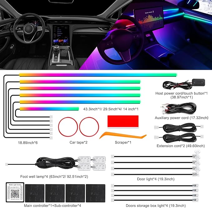 Dreamcolor Acrylic Interior Car LED Strip Light - Image 3