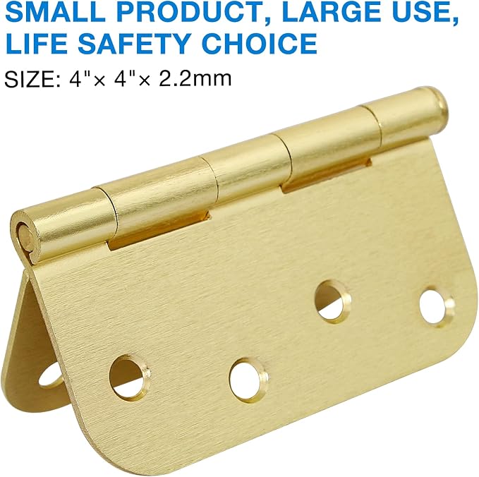 12 Pack 4"x 4 Inch Door Hinges Brass Hardware Gold Exterior Door Hinge 8 Holes - Image 2