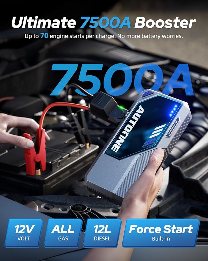 AUTOONE M4 Jump Starter 7500A Car Jumper Starter Portable, 12V Battery Jump - Image 2