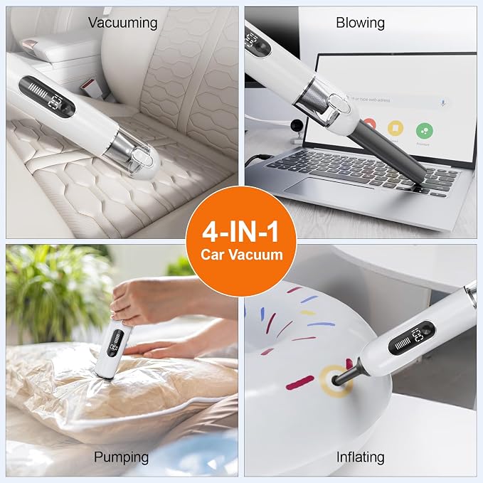 4-in-1 Handheld Cordless Car Vacuum – 19000PA, Brushless Motor, 2-in-1 Blow & - Image 4